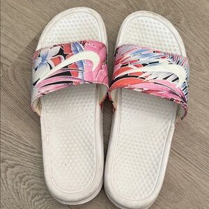Nike Women's Tropical Slide Sandals - Pink and White